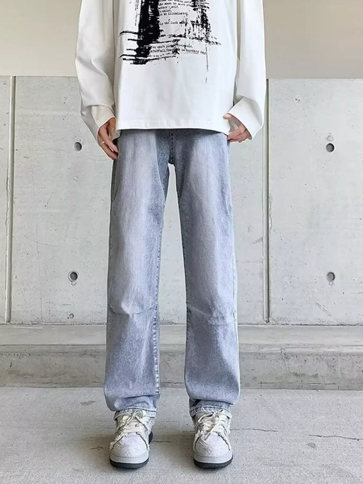 Men's Plus Size Vintage Wash Wide Leg Jeans