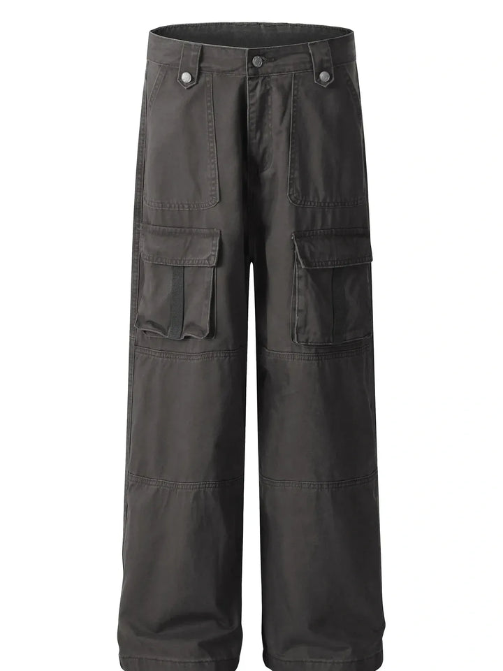 Men's Casual Cargo Wide Leg Pants with Multiple Pockets