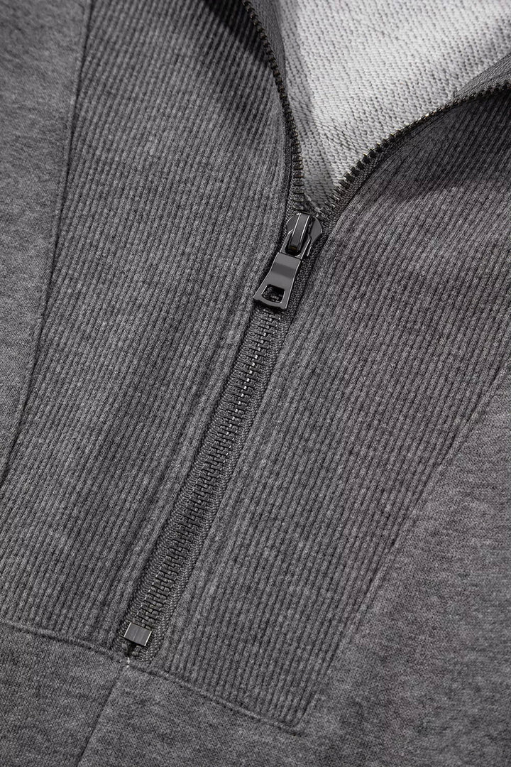 Zip Front Long Sleeve Sweatshirt Dress
