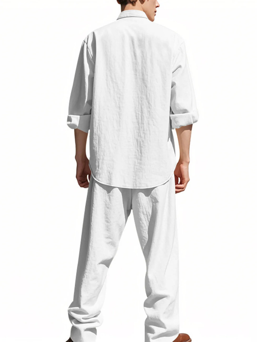 Men's Full Size Button Up Shirt and Pants Set Plus Size