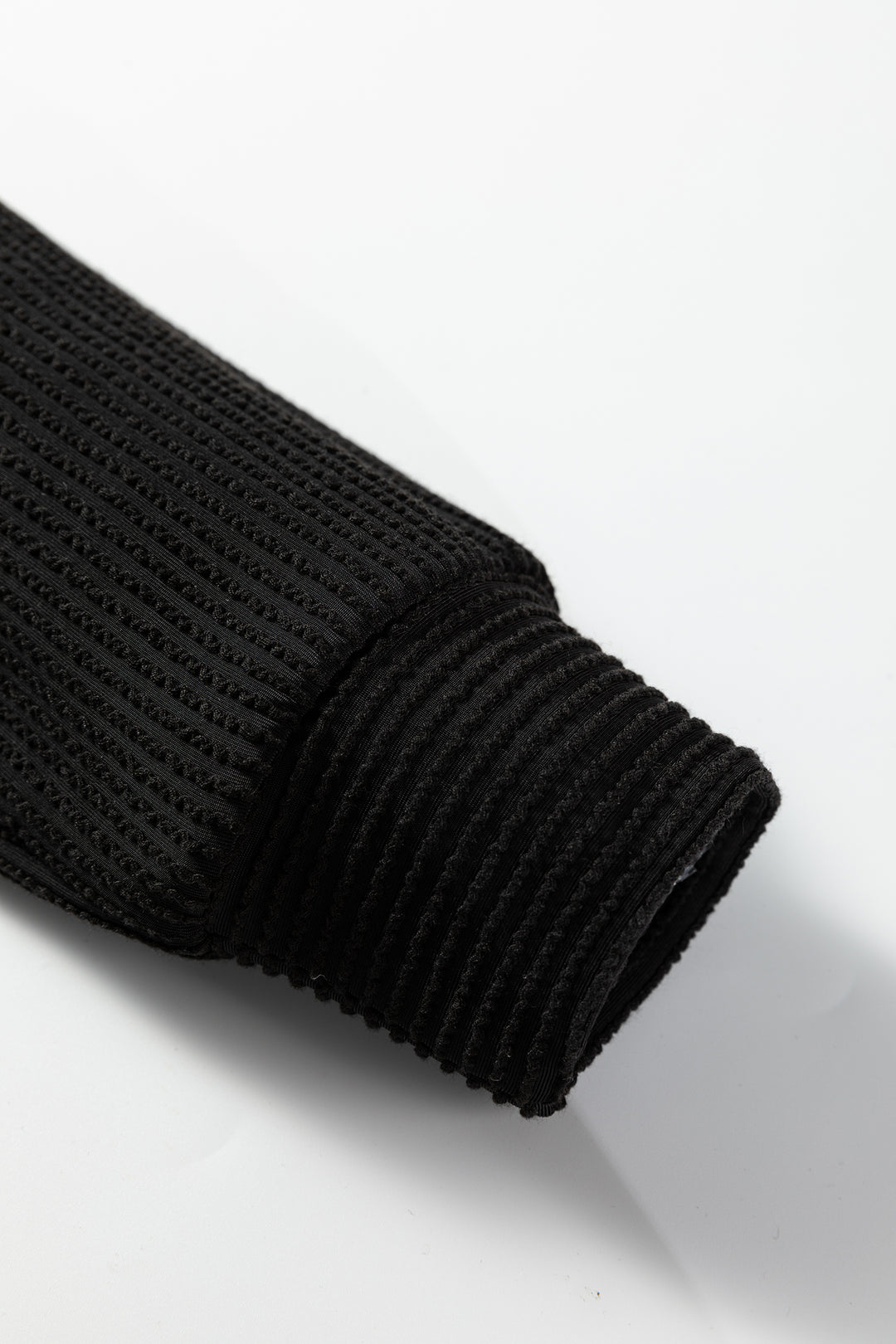 Black Twisted Rib Outlined Merry Letter Graphic Loose Long Sleeve Top