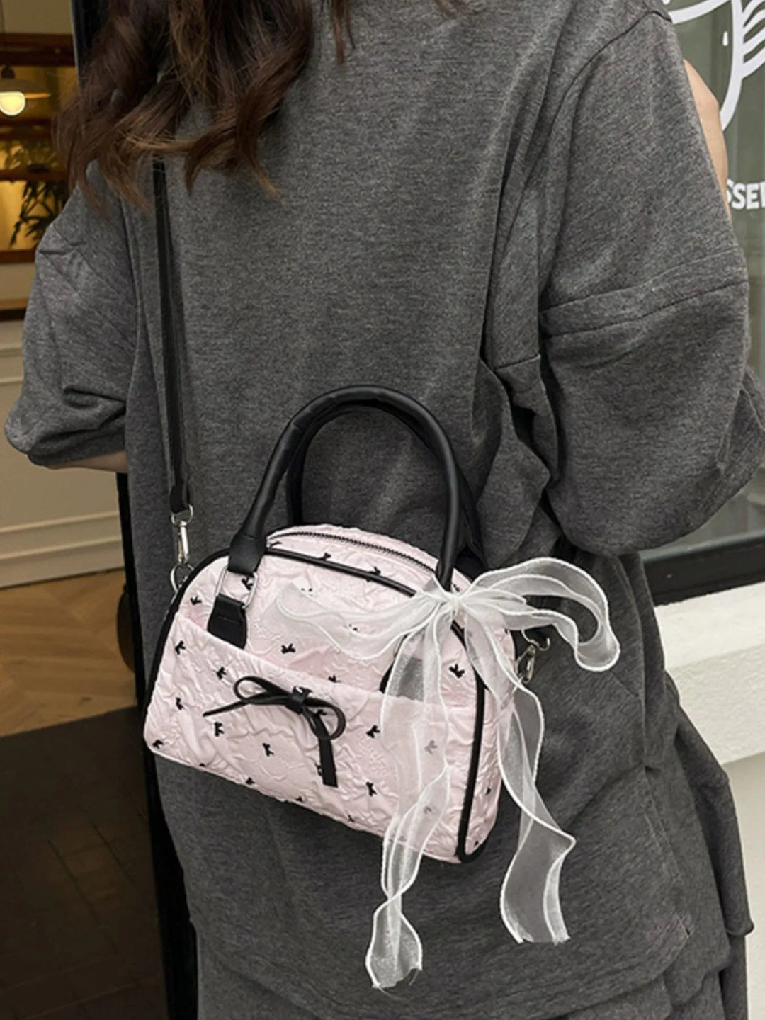 Ruched Bow Crossbody Bag