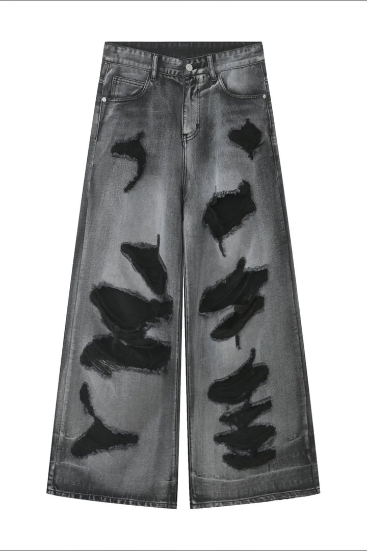 Distressed Wide Leg Jeans with Pockets