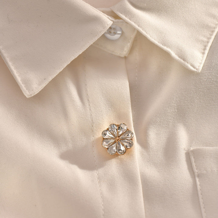 European And American Fashion Shirt Flower Rhinestone Cufflinks Lady Temperament