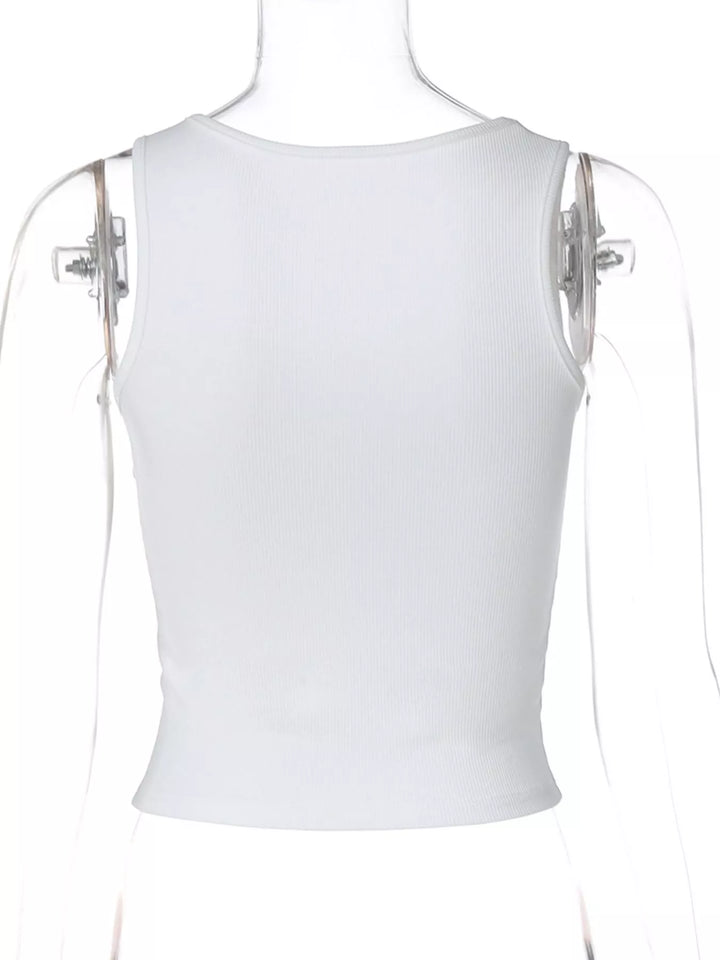 Bead Embellished Square Neck Tank