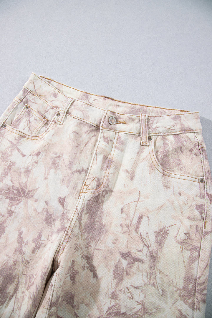 Khaki Woodland Camo Tummy Control Denim Wide Leg Jeans