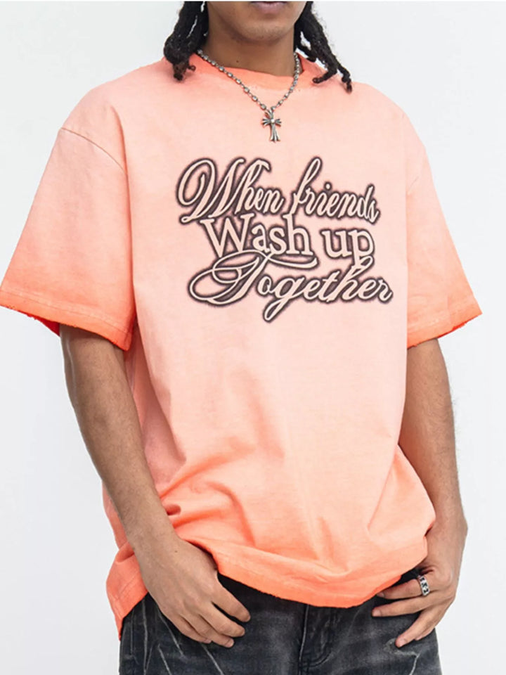 Men's Vintage Wash Letter Graphic Short Sleeve T-Shirt