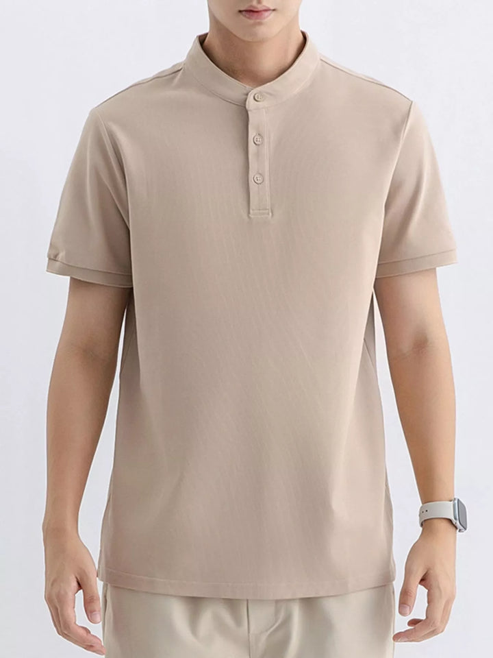 Men's Plus Size Button Detail Short Sleeve Top