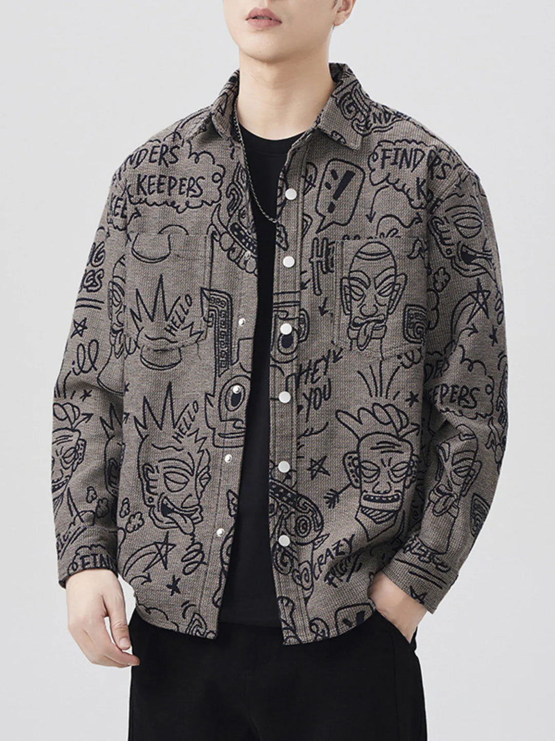 Men's Plus Size Casual Button Up Long Sleeve Shirt