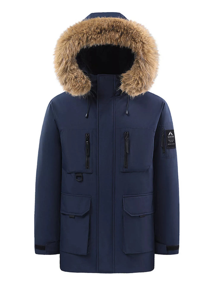 Men's Full Size Fur Hooded Winter Parka Coat Plus Size