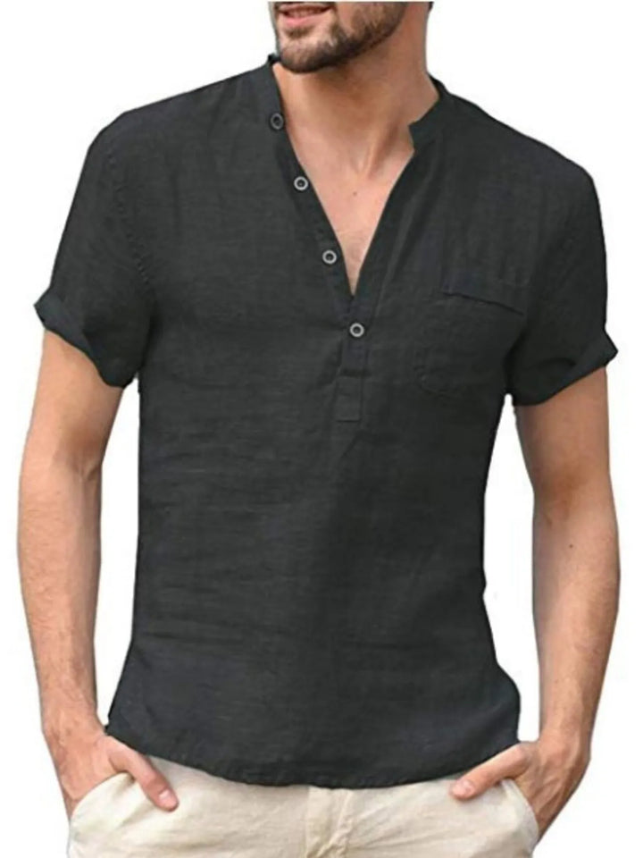 Men's Full Size Button Detail Short Sleeve Blouse Plus Size