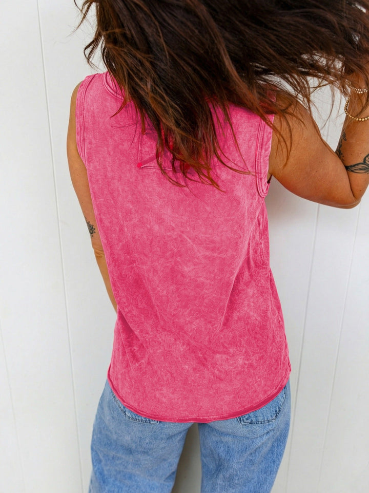 Mineral Wash V Neck Tank Top