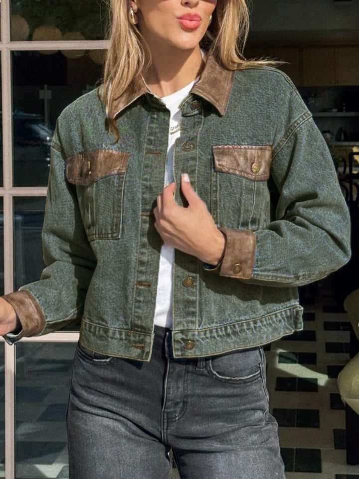 Button Up Chest Pockets Denim Jacket