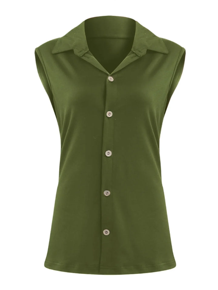 Button Down Sleeveless Top