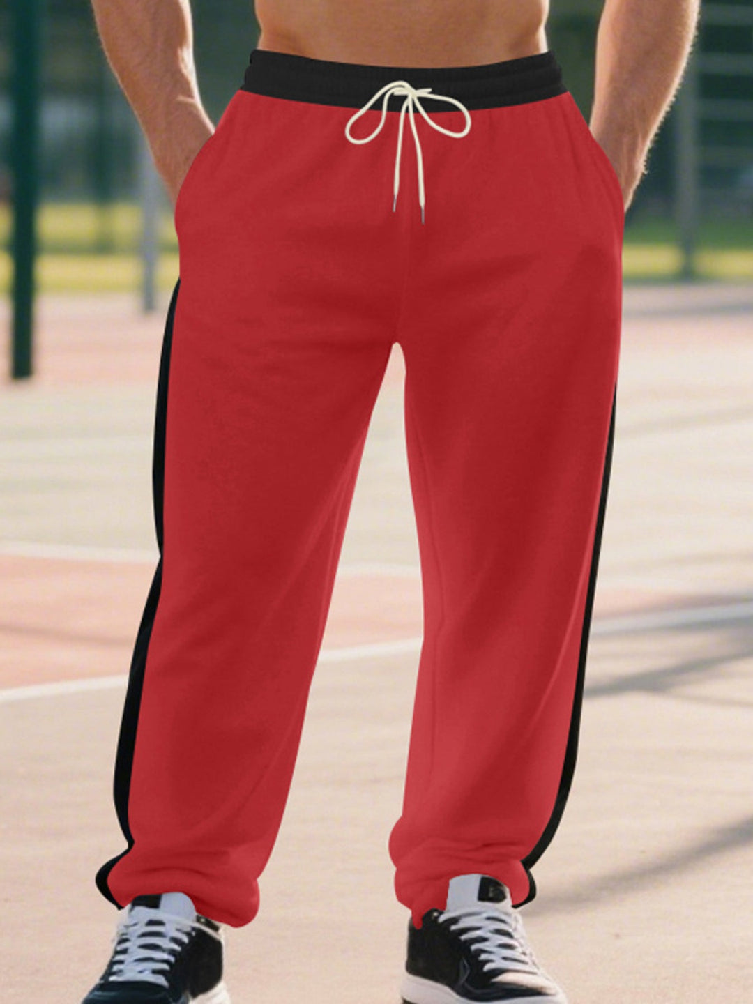 Men's Full Size Side Stripe Wide Leg Pants Plus Size