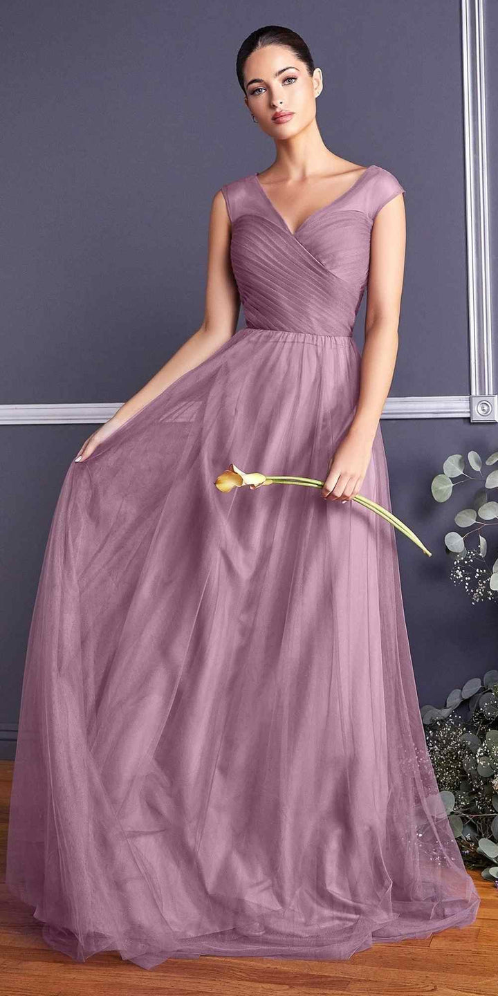 CLEARANCE - Ladivine ET320 Illusion V-Neck and Back Long Dress (Size 14)