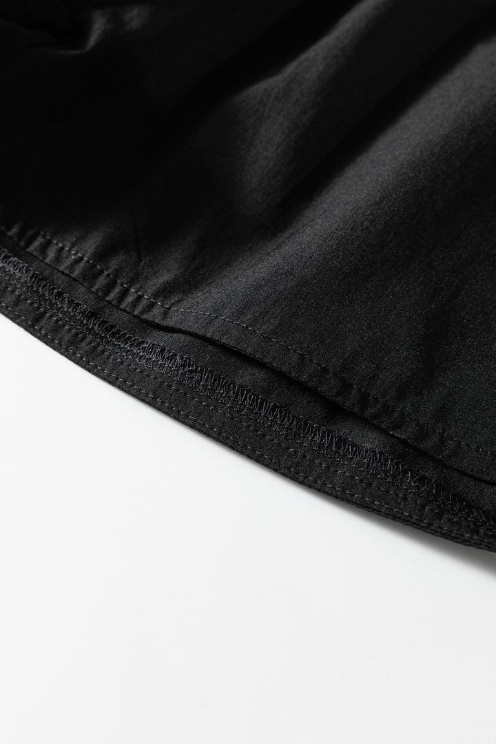 Black Elastic Waist Varsity Striped Detail Athleisure Shorts