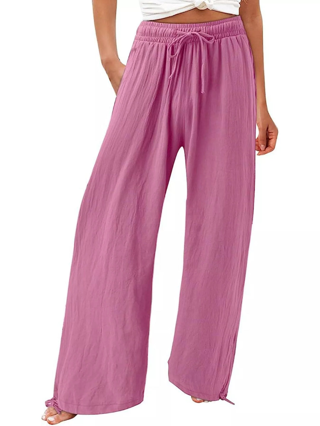 Full Size Wide Leg Pants with Drawstring Waist Plus Size