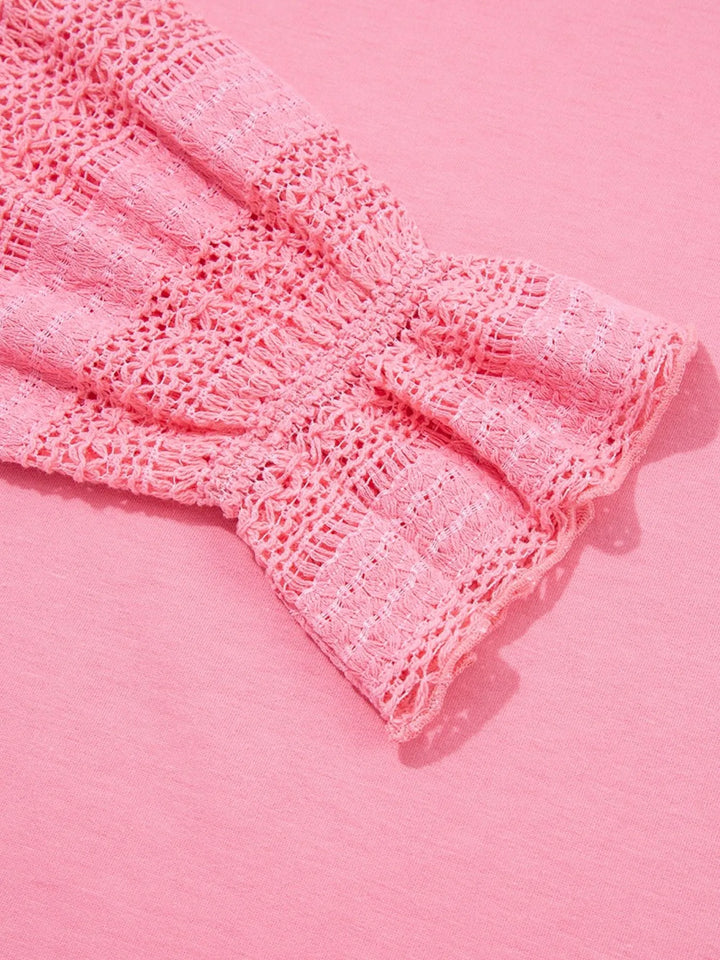 Lace Detail Flounce Sleeve Sweatshirt
