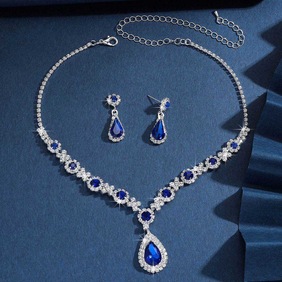 Bridal Jewelry Womens Set Cross-border European And American Crystal Water Drop