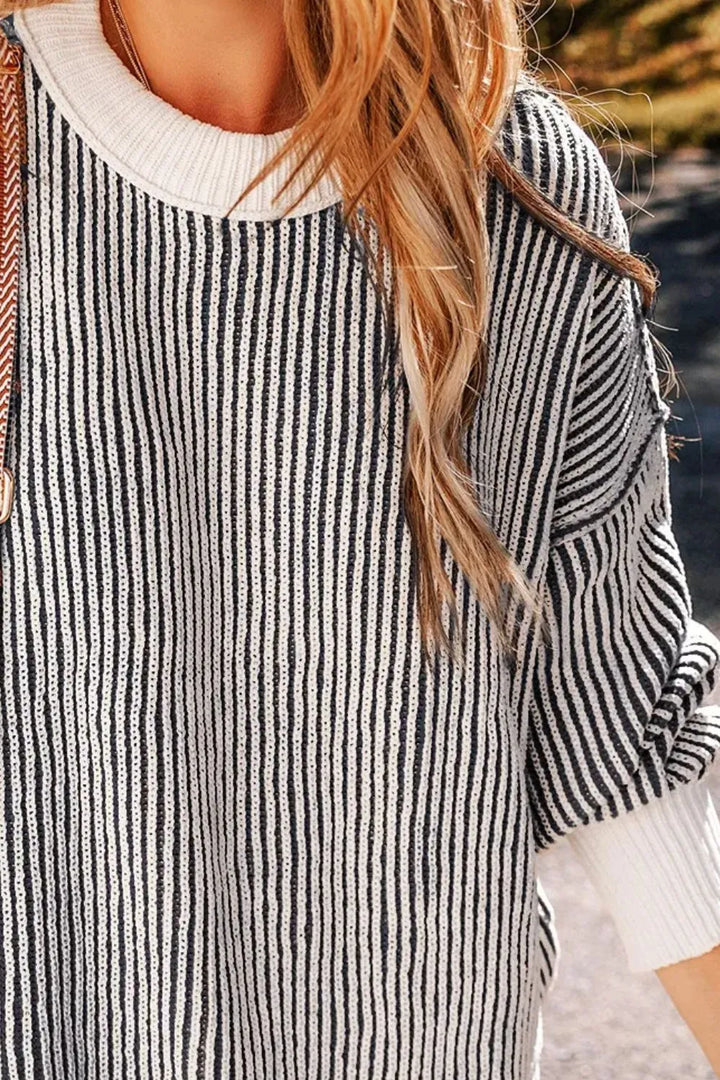 Round Neck Dropped Shoulder Sweater