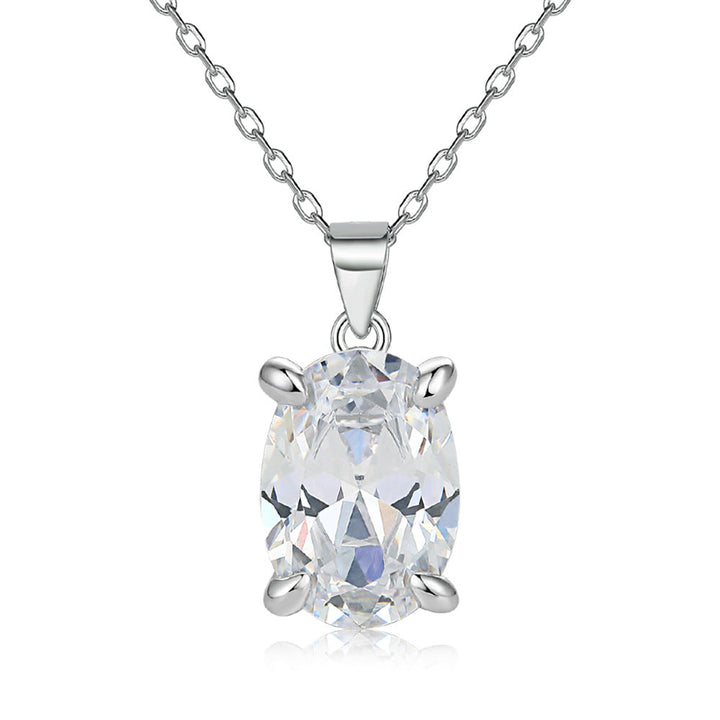 Oval Gem Pendant Necklace Women's Stud Earrings