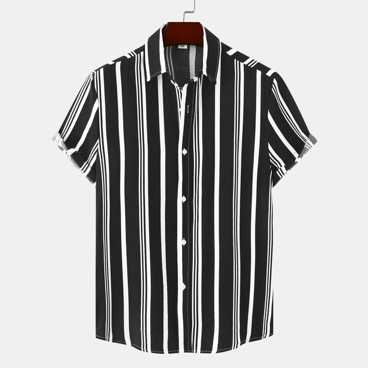 Men's Plus Size Striped Short Sleeve Button-Down Shirt