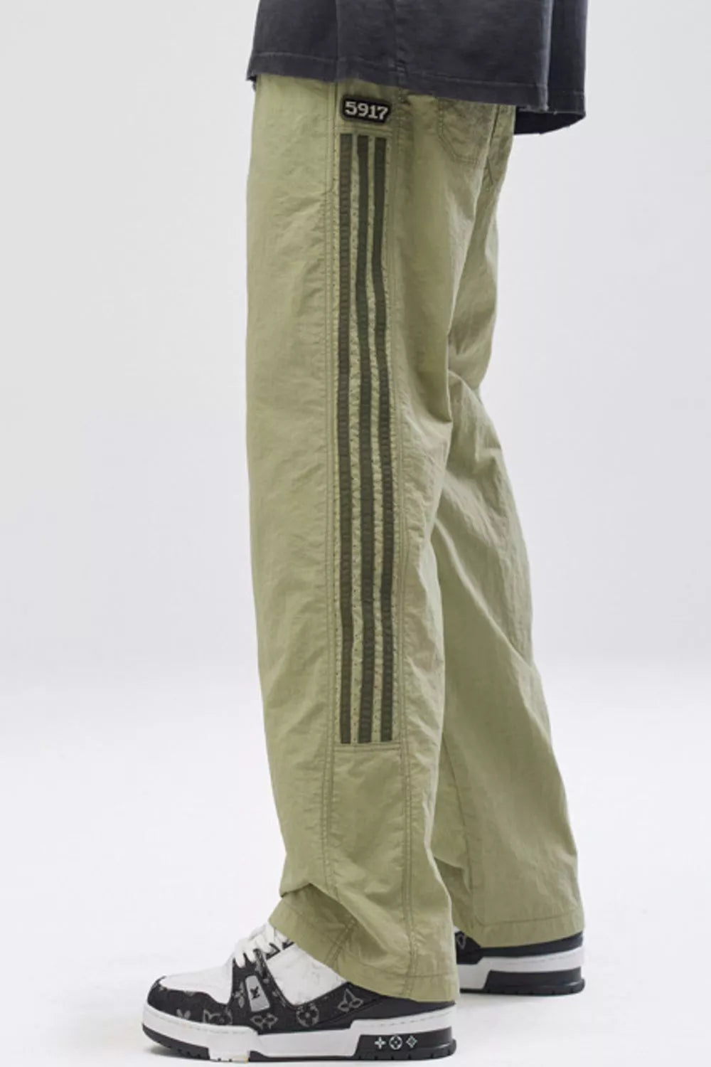 Men's Full Size Casual Loose-Fit Pants with Side Stripes Plus Size