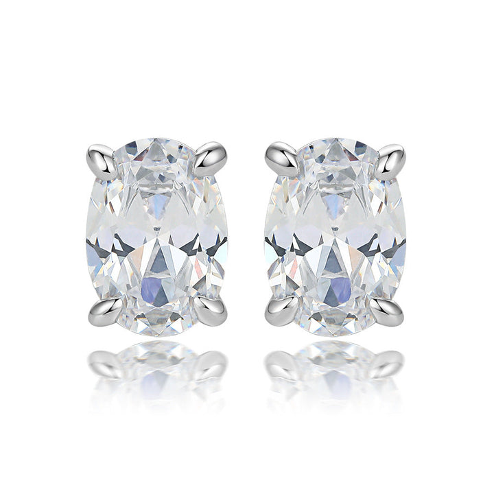 Oval Gem Pendant Necklace Women's Stud Earrings