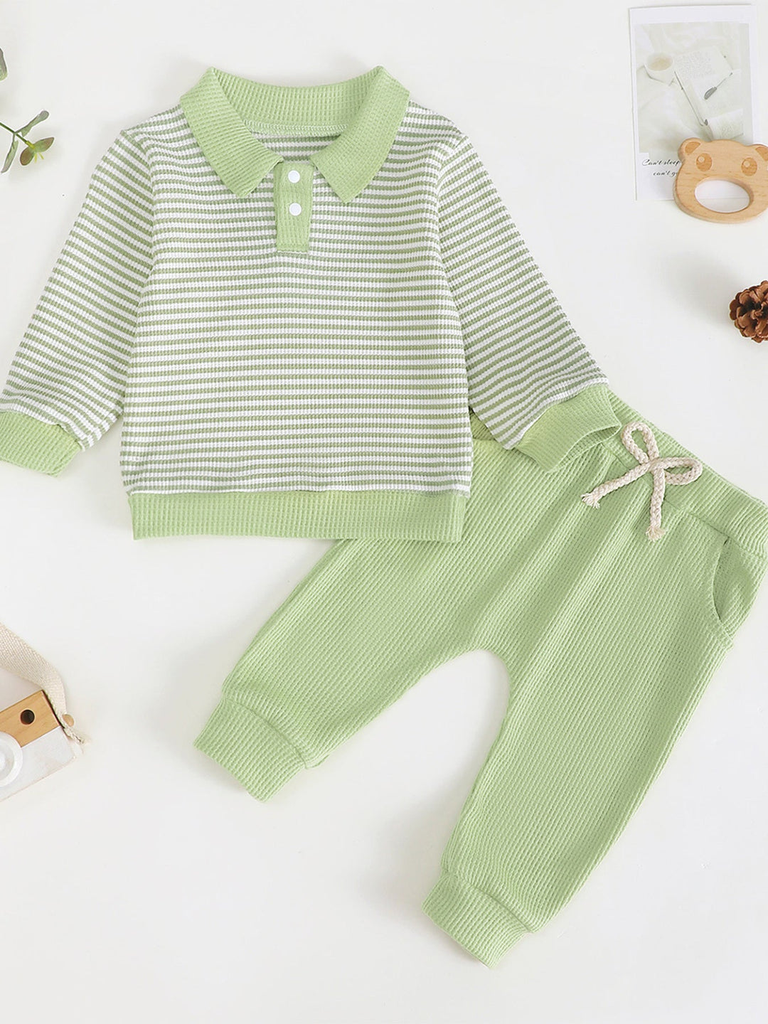 Children's Striped Polo Shirt & Pants Set