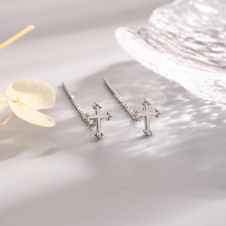 925 Sterling Silver Cross Earrings
