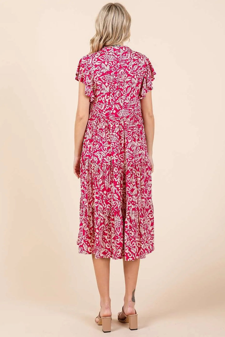 Mittoshop Abstract Print Ruffle Tier Midi Dress