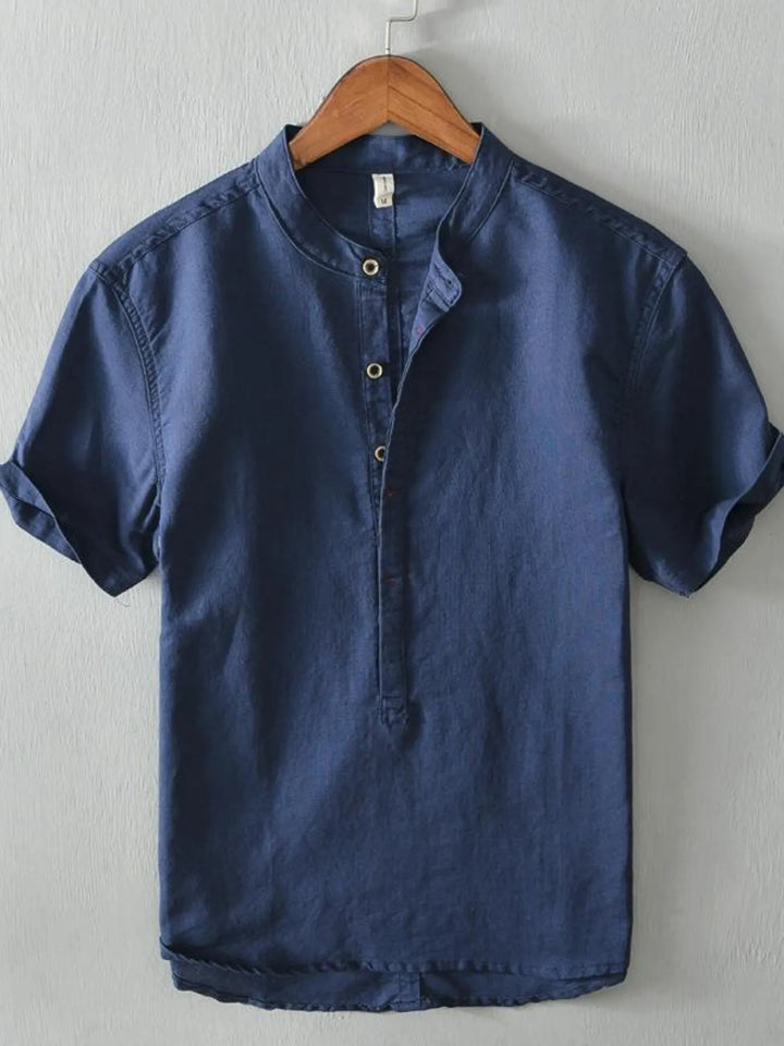 Men's Full Size Casual Button Detail Short Sleeve Blouse Plus Size