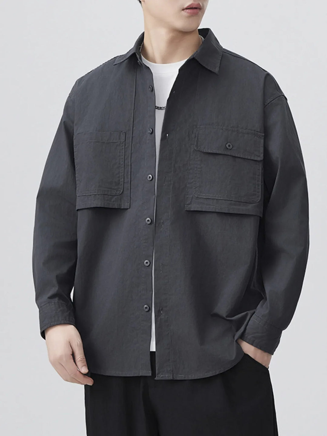 Men's Plus Size Button Up Long Sleeve Shirt