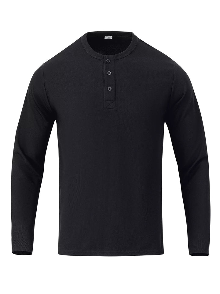 Men's Full Size Casual Henley Long Sleeve T-Shirt Plus Size