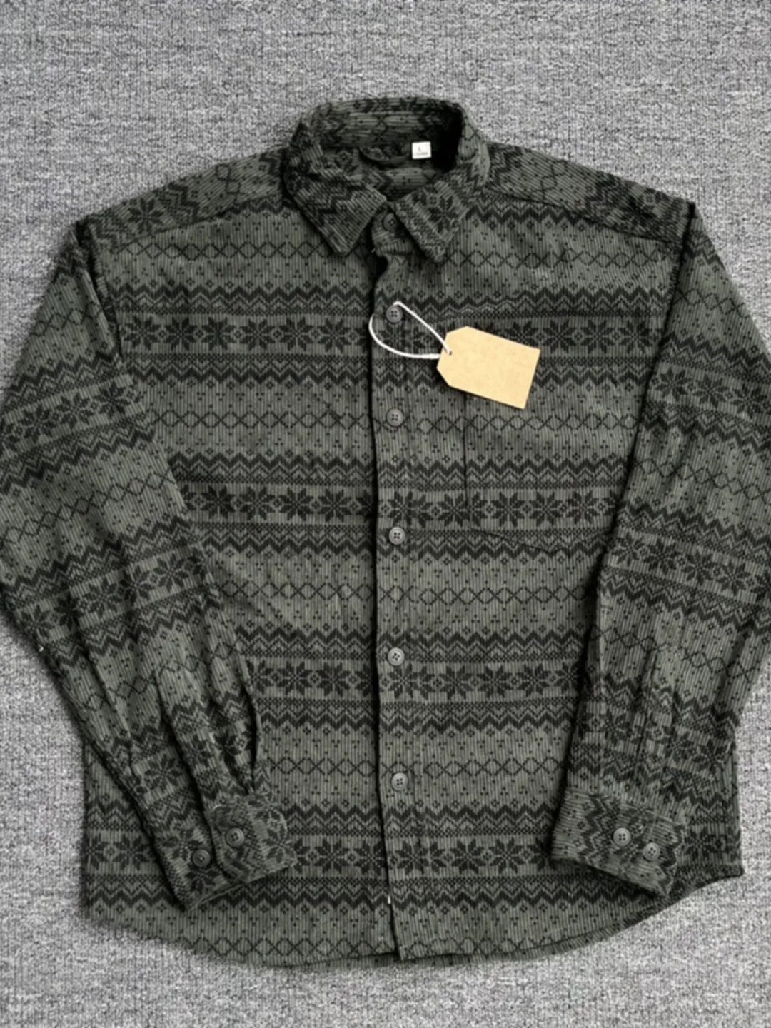 Men's Printed Button Up Long Sleeve Shirt