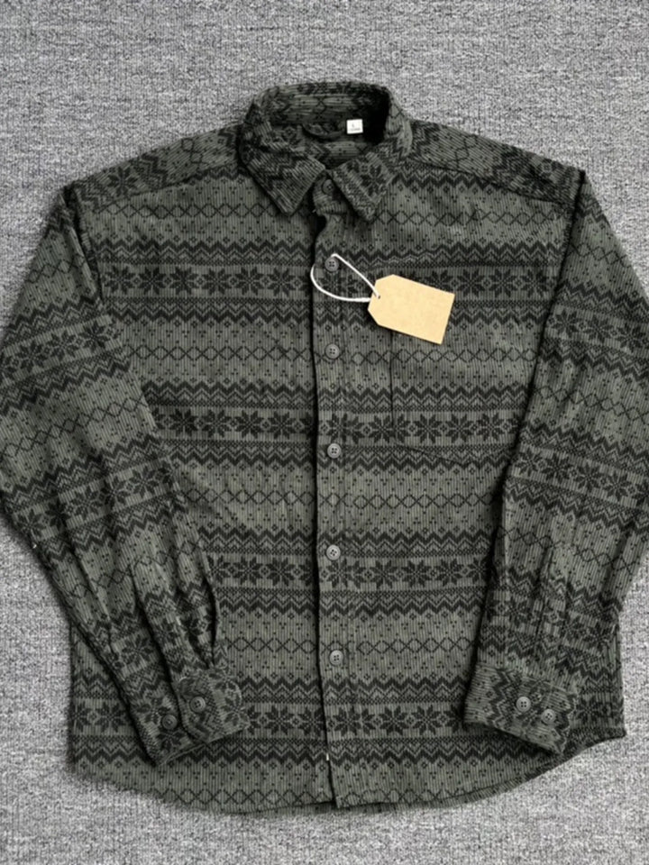 Men's Printed Button Up Long Sleeve Shirt