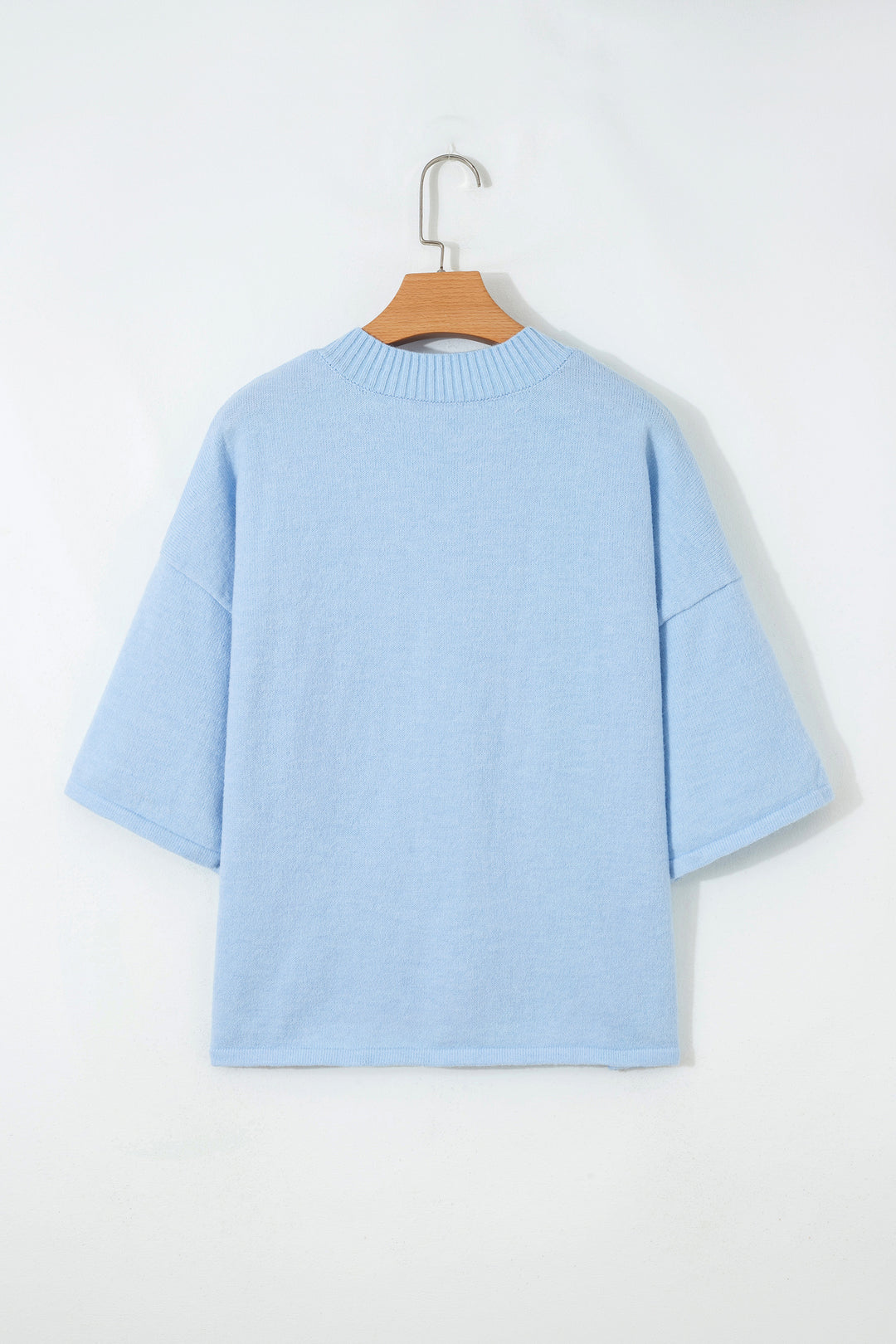 Beau Blue 3/4 Sleeve Boxy Knit Button Down Sweater Cardigan
