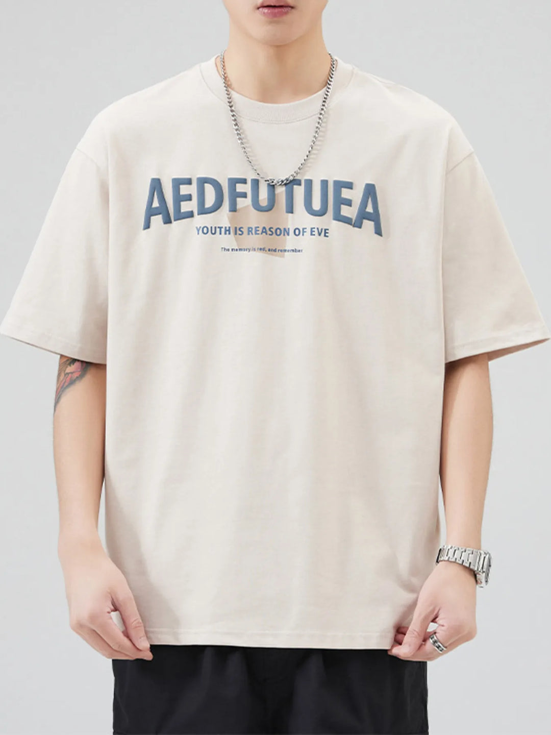 Men's Plus Size Letter Round Neck Half Sleeve T-Shirt