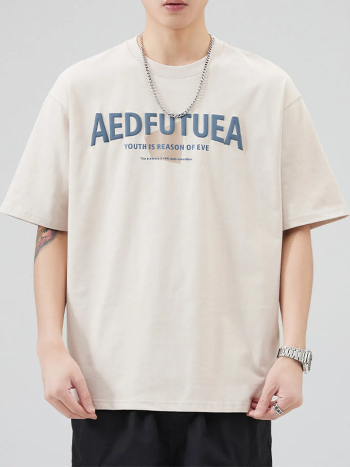 Men's Plus Size Letter Round Neck Half Sleeve T-Shirt
