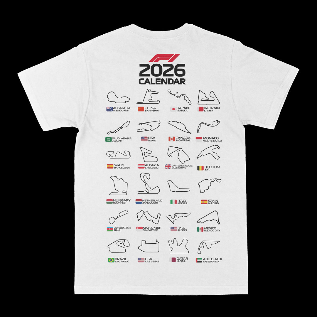 F1 2026 Race Calendar Graphic Tee