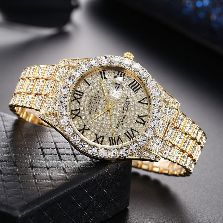 Roman Numeral Dial Steel Band Quartz Watch