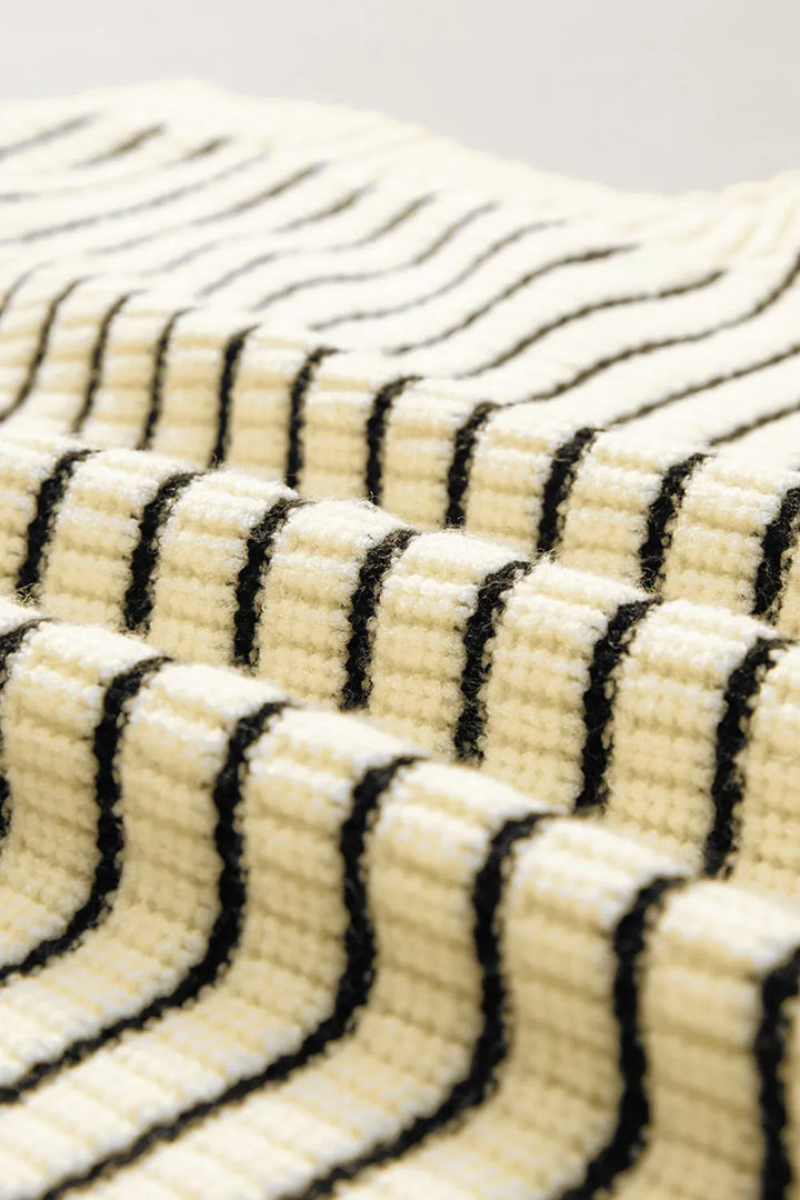 Stripe Turn-Down Johnny Collar Sweater Vest