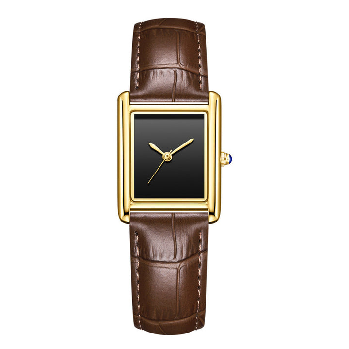Couple Leather Watch Strap Simple Square Student's Watch Waterproof