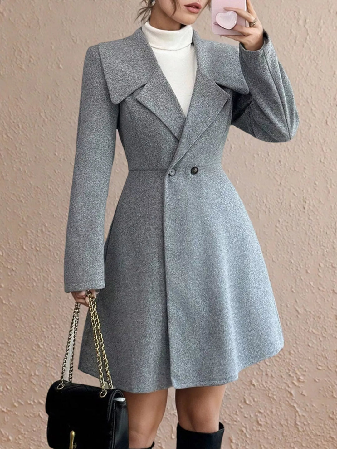 Double-Breasted Wool Blend Coat