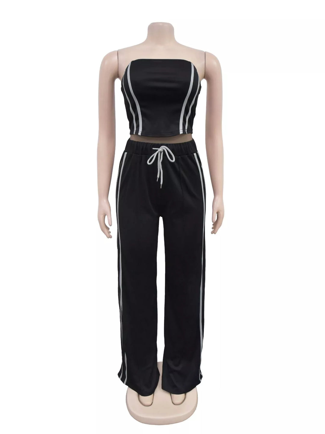 Sleeveless Tube Top and Wide Leg Pants Set