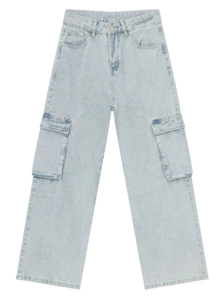 Men's Wide Leg Jeans with Cargo Pockets