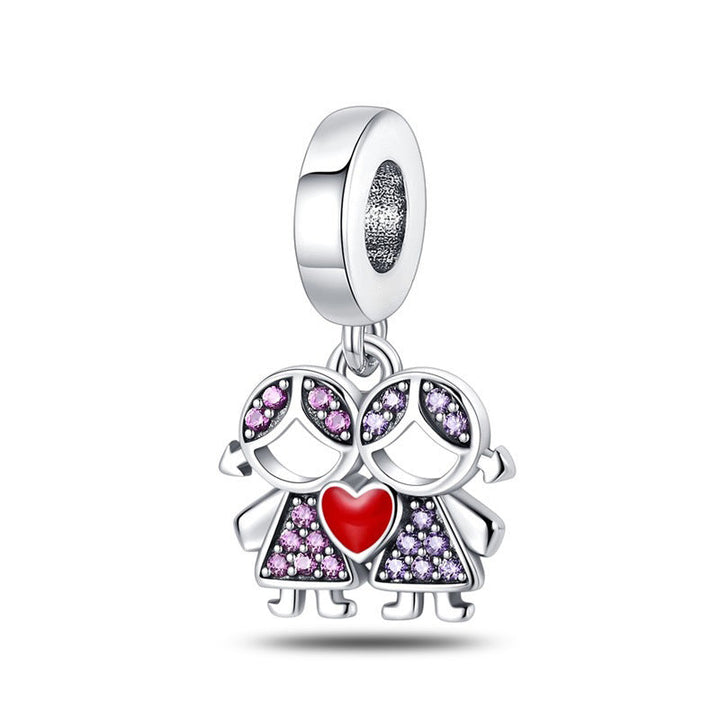 DIY Sisterhood Heart-shaped Bead Pendant Jewelry Accessory