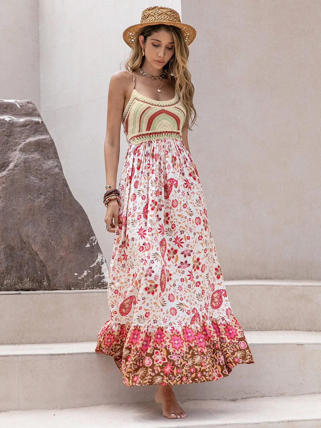 Printed Scoop Neck Cami Dress