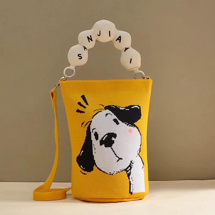 Bucket Crossbody Bag with Beaded Handle